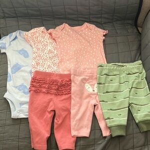 Baby Clothing Set in Pink, Blue, and Green